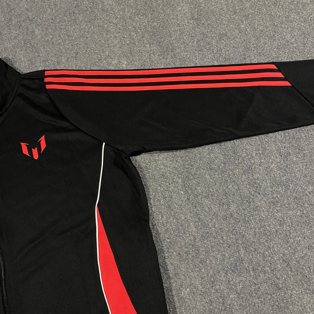 Adidas Messi Full Zip Track Jacket Adult XL Black Red Stripes Soccer Aeroready - Picture 12 of 16